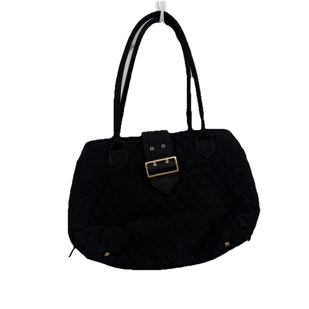 Vera Bradley black‎ quilted sachel 3 Compartments Handbag W/magnetic buckle